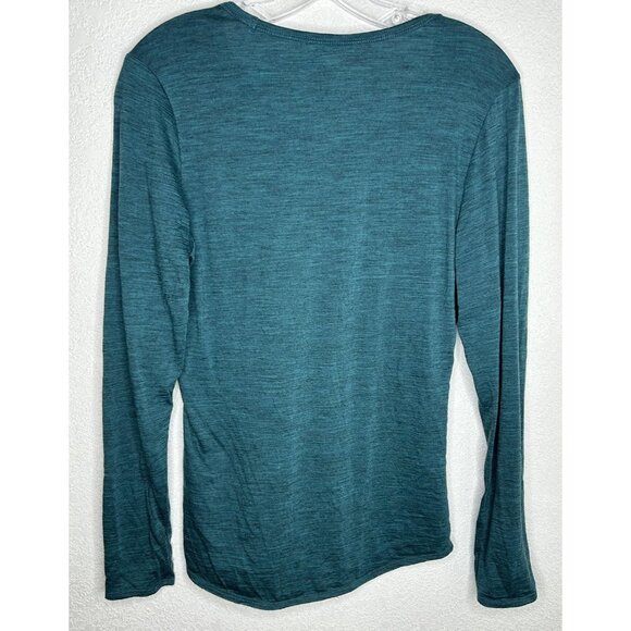Segments Shirt Womens Small Teal 100% Merino Wool Long Sleeve V Neck Base Layer - Picture 2 of 11